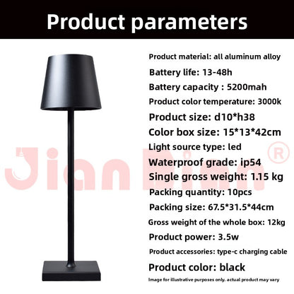Retro USB Rechargeable Table Lamp with Stepless Dimming