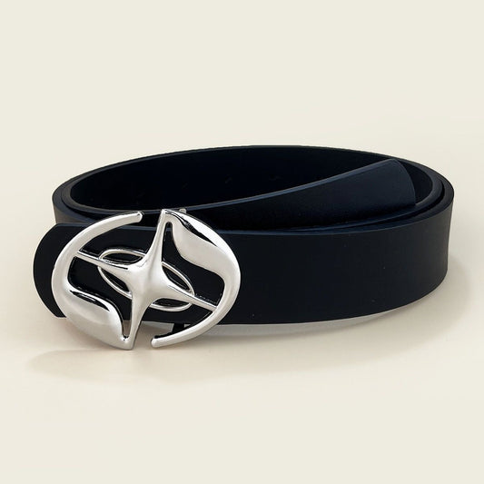 Retro versatile buttoned leather belt