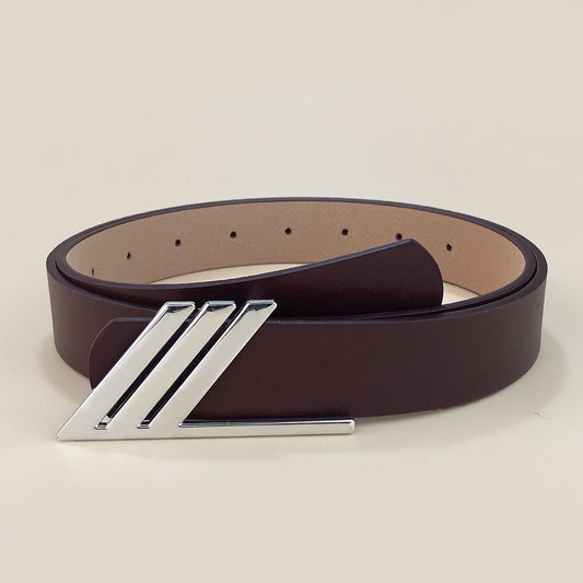 Retro versatile buttoned leather belt
