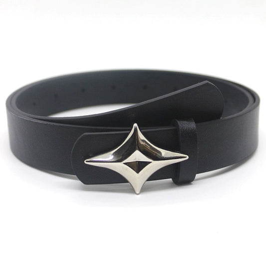 Retro versatile buttoned leather belt