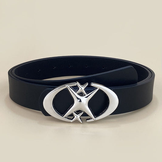 Retro versatile buttoned leather belt