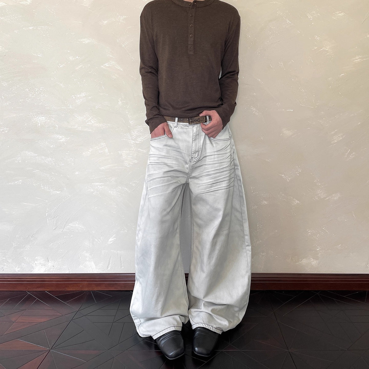 Retro Vintage Tie-Dye Wide Leg Jeans