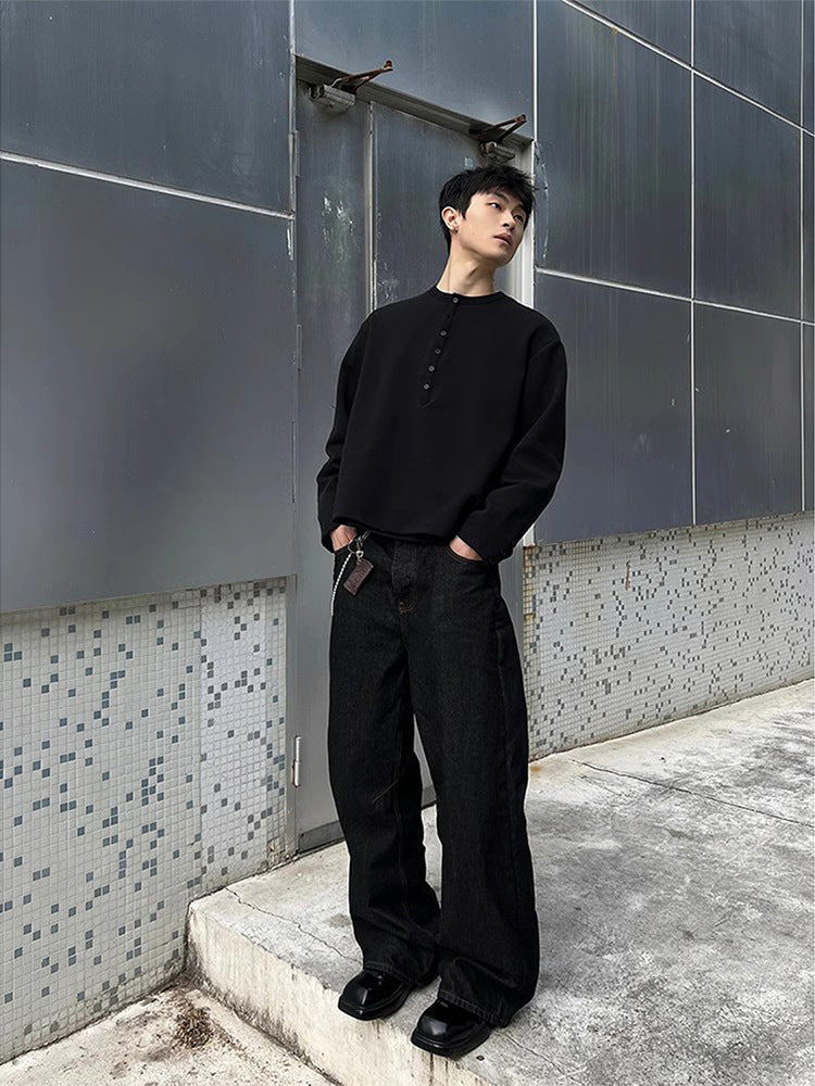 Retro Washed Cotton Jeans Baggy Trousers