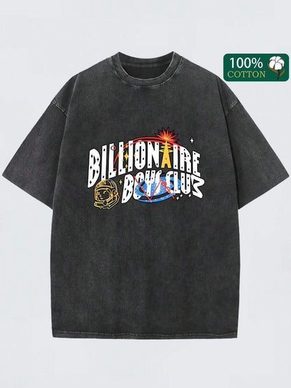 Retro Washed Cotton Short Sleeve Printed T-Shirt