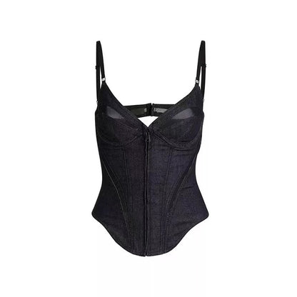 Retro Washed Denim Bra-Style Camisole