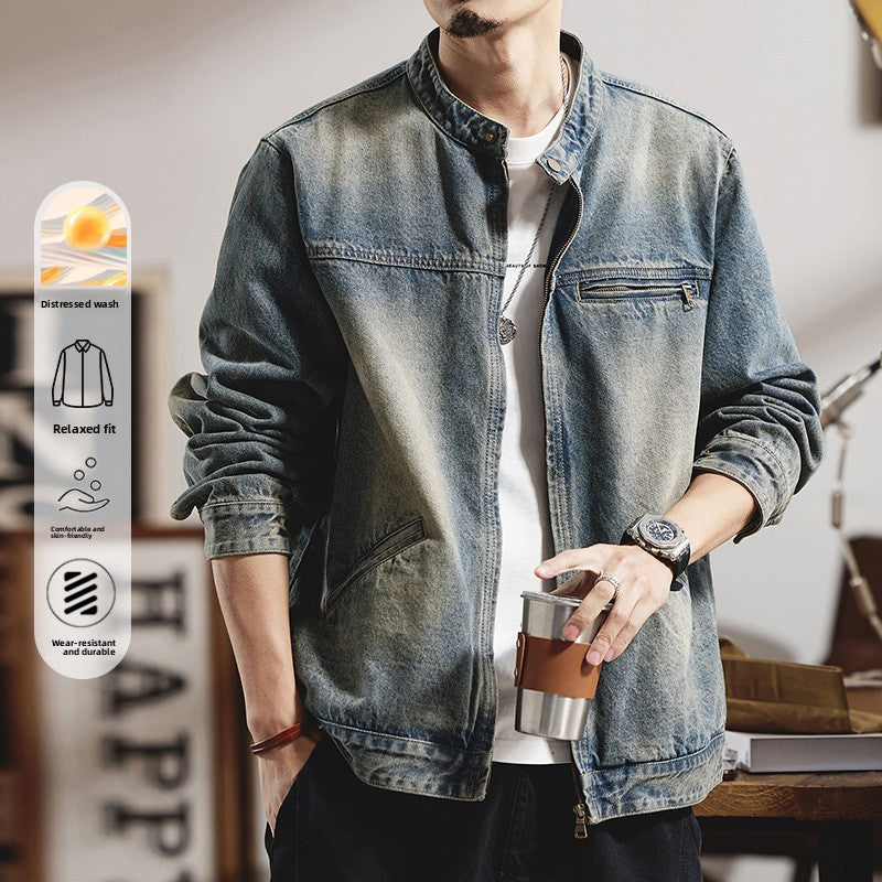 Retro washed denim jacket