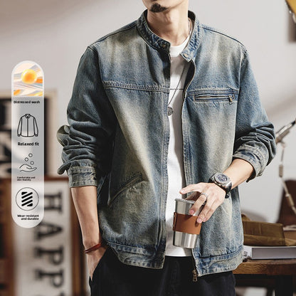 Retro washed denim jacket