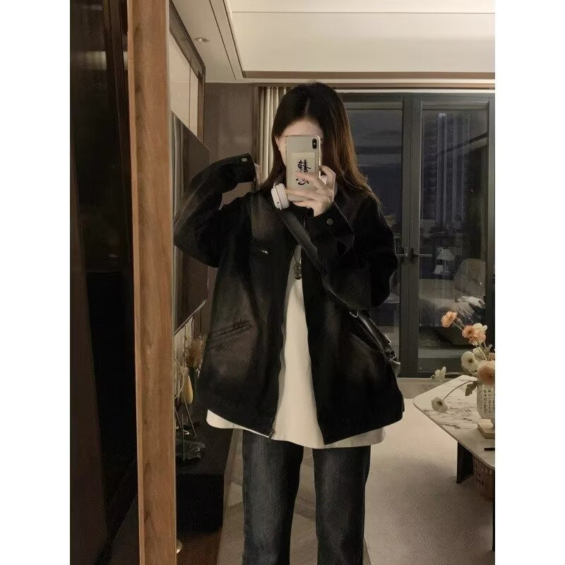 Retro washed denim jacket
