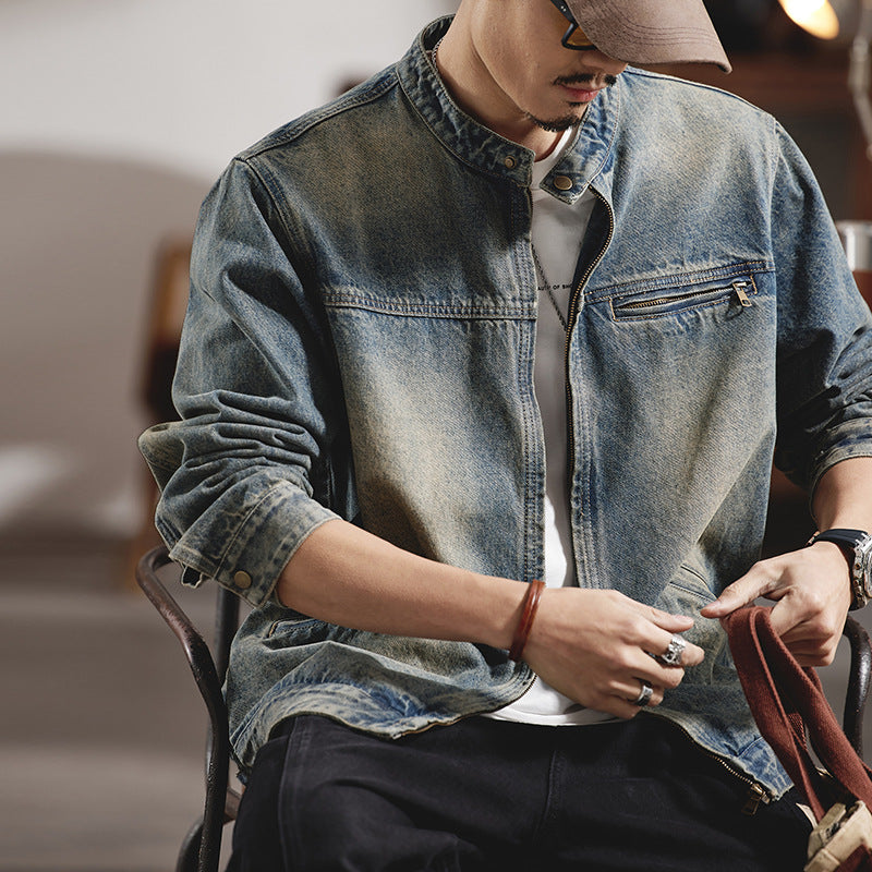 Retro washed denim jacket