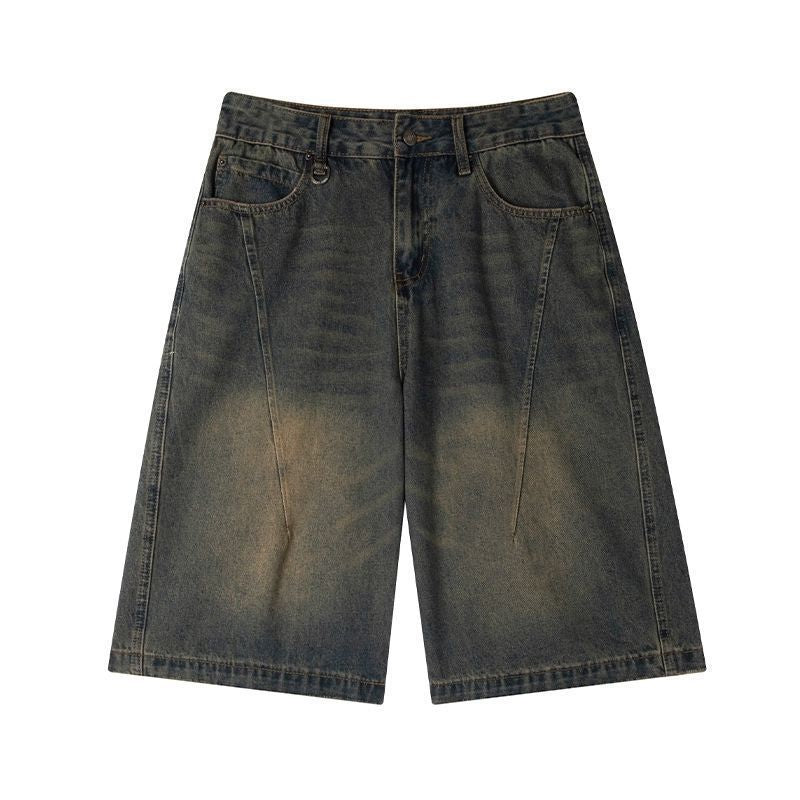Retro Washed Denim Shorts for Men