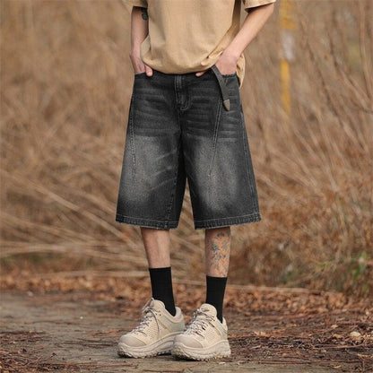 Retro Washed Denim Shorts for Men