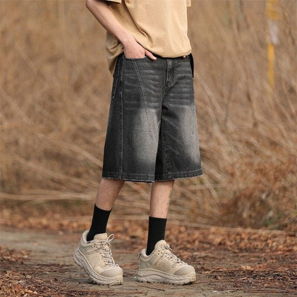 Retro Washed Denim Shorts for Men