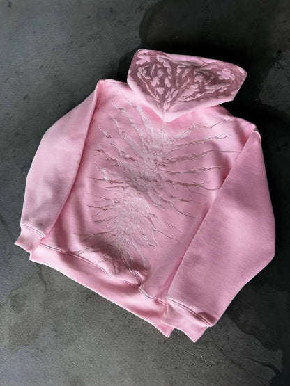 Retro Washed Distressed Zip Hoodie Streetwear Unisex Sweatshirt
