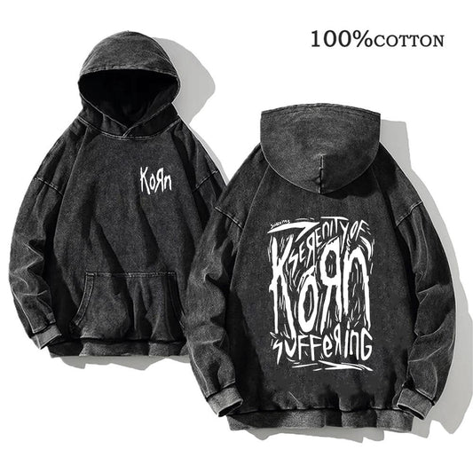 Retro washed hooded sweater