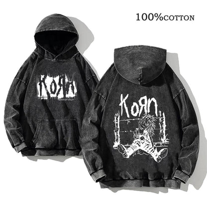 Retro washed hooded sweater