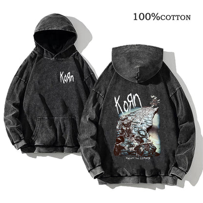 Retro washed hooded sweater