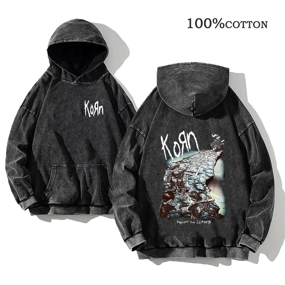 Retro washed hooded sweater