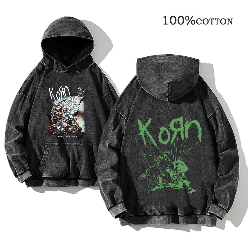 Retro washed hooded sweater