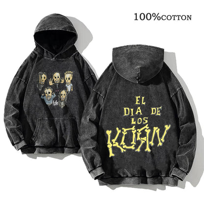 Retro washed hooded sweater