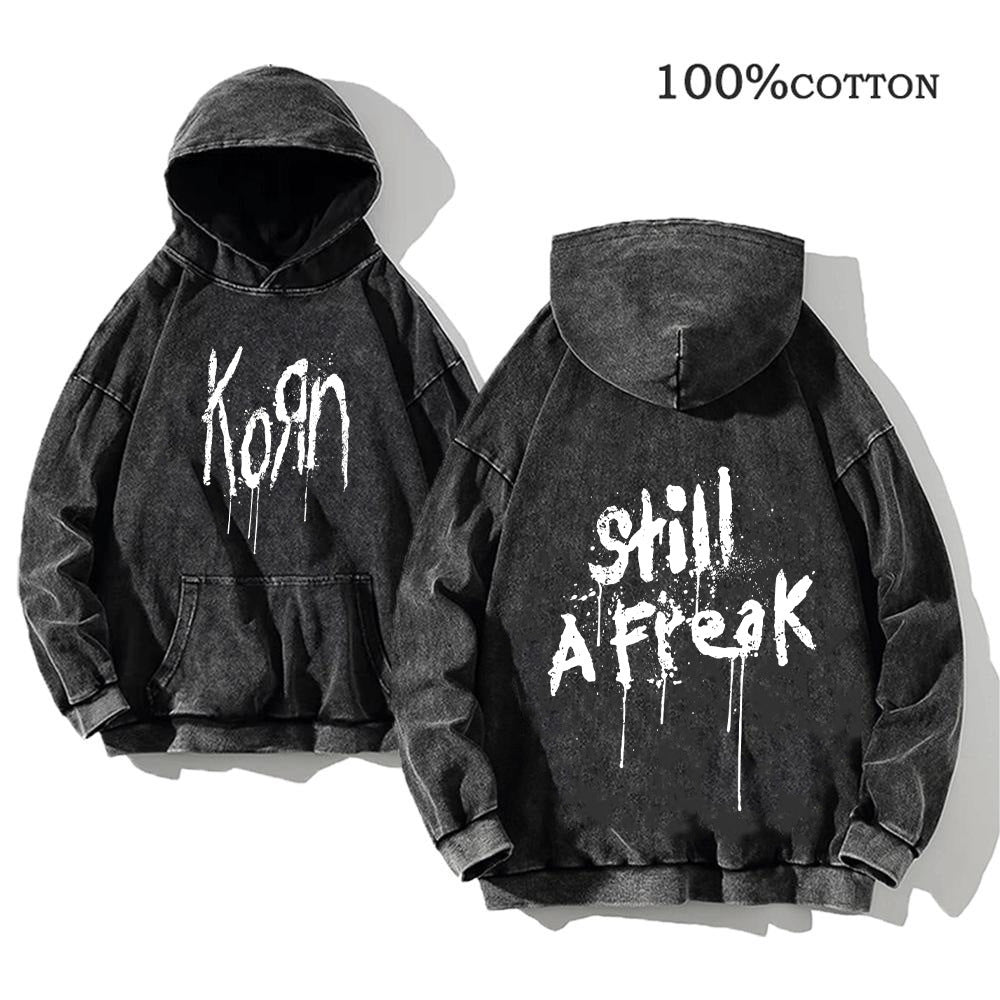 Retro washed hooded sweater