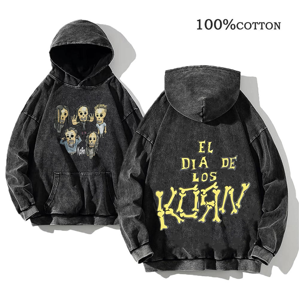 Retro washed hooded sweater