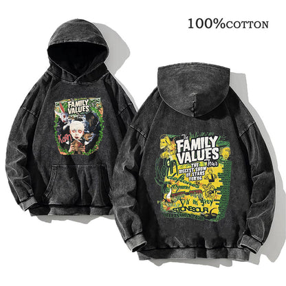 Retro washed hooded sweater