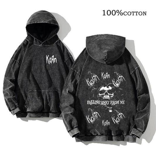 Retro washed hooded sweater