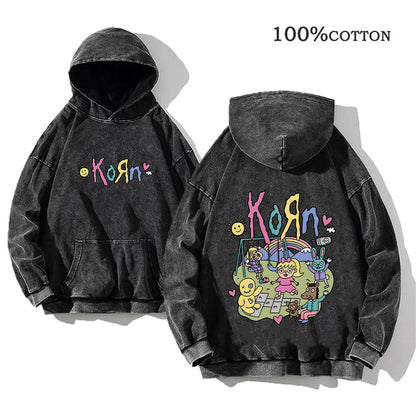 Retro washed hooded sweater