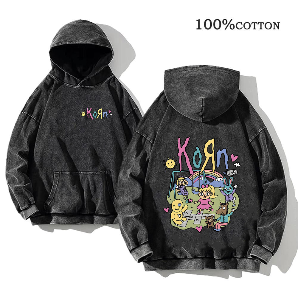 Retro washed hooded sweater