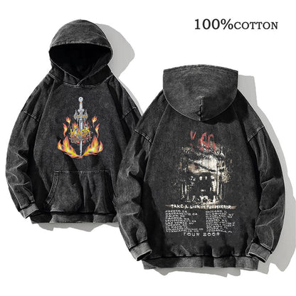 Retro washed hooded sweater