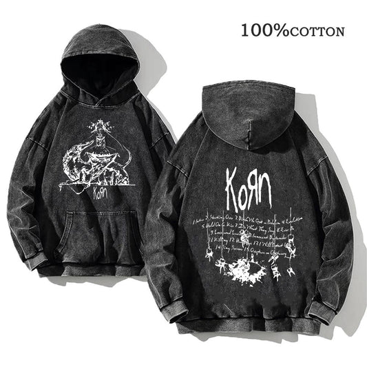 Retro washed hooded sweater