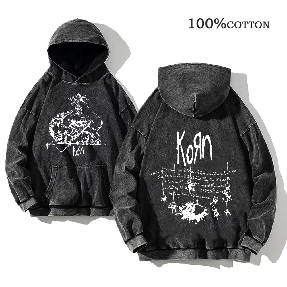 Retro washed hooded sweater
