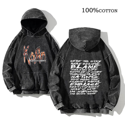 Retro washed hooded sweater
