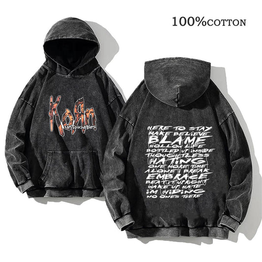 Retro washed hooded sweater