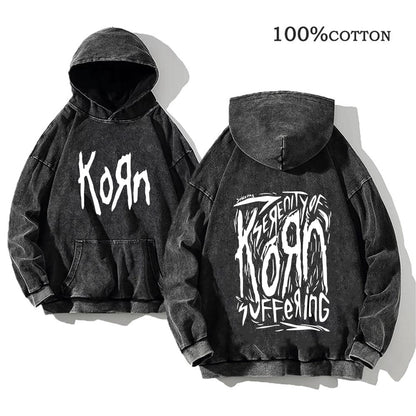 Retro washed hooded sweater