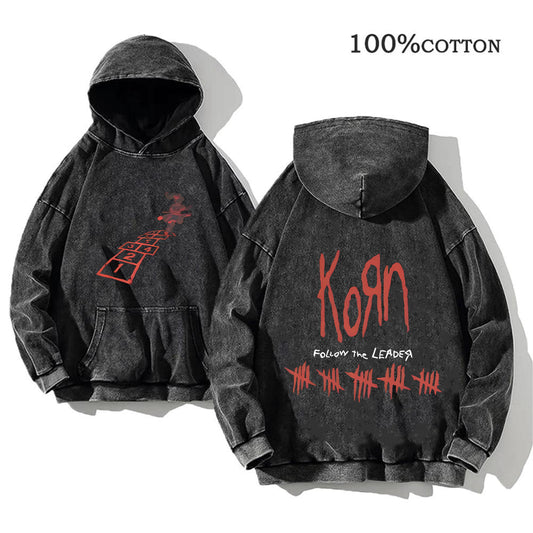 Retro washed hooded sweater
