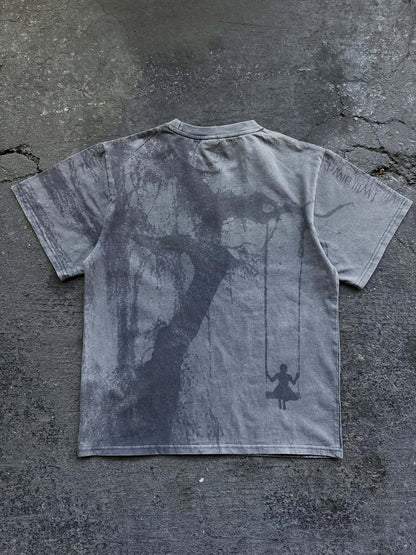 Retro Washed Letter Print Short-Sleeve T-Shirt