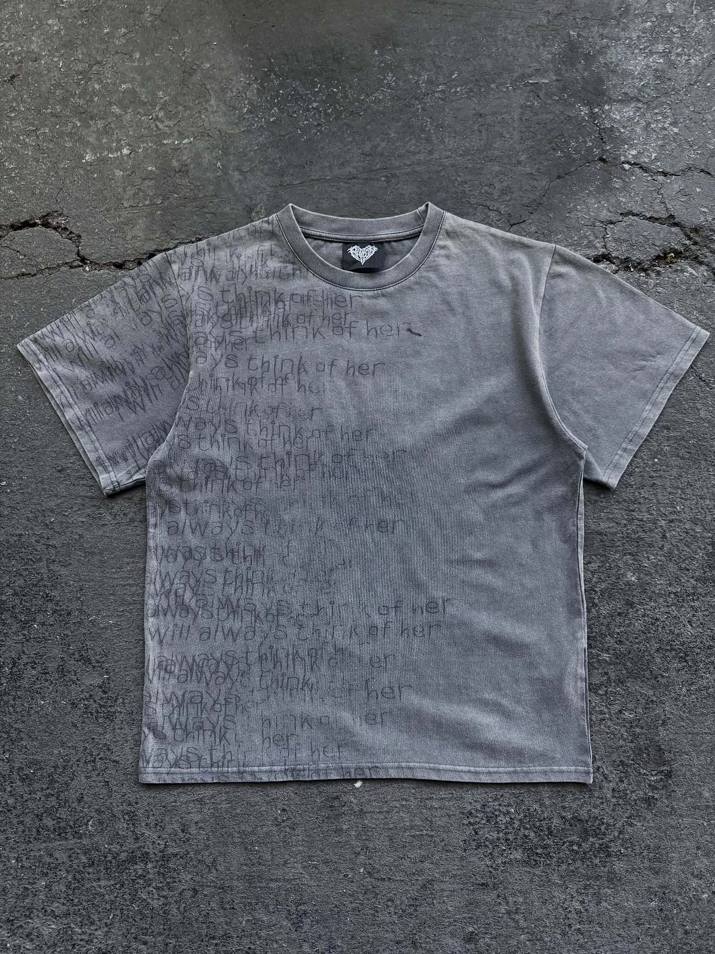 Retro Washed Letter Print Short-Sleeve T-Shirt