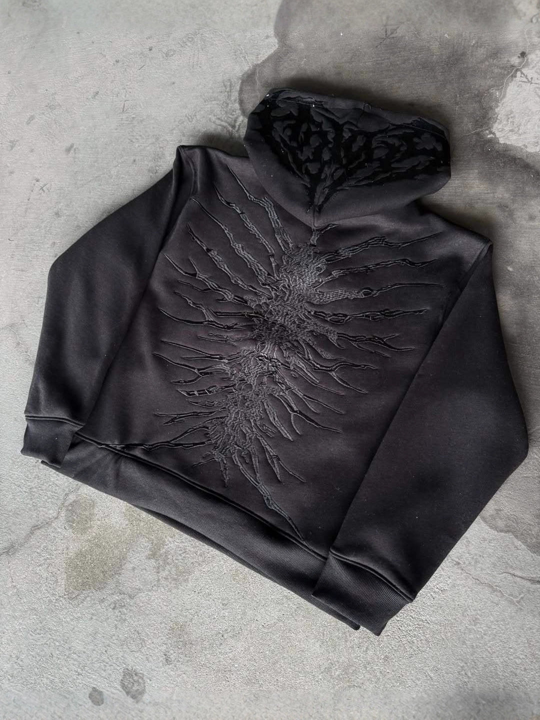 Retro Washed Print Hooded Sweatshirt