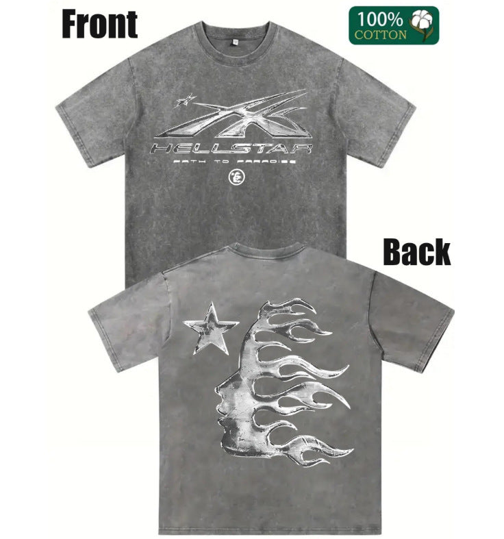 Retro Washed Round Neck Short-Sleeved T-Shirt