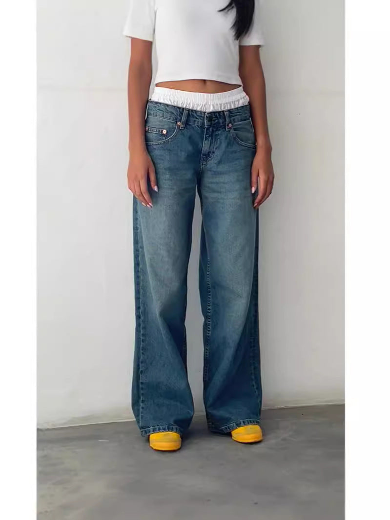 Retro Washed Straight Leg Women's Jeans