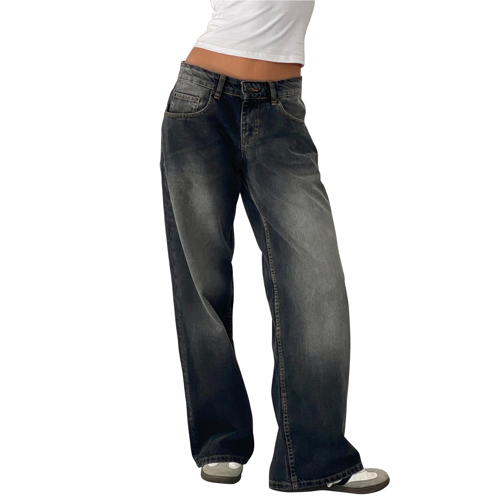 Retro Washed Straight Leg Women's Jeans