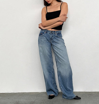 Retro Washed Straight Leg Women's Jeans