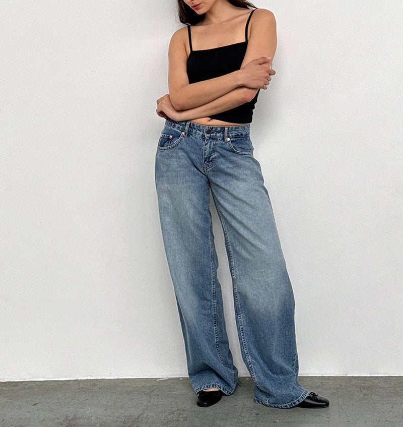 Retro Washed Straight Leg Women's Jeans
