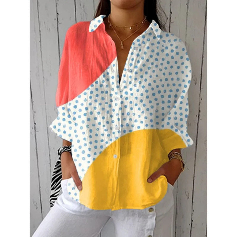 Retro Watercolor Cat Print Shirt and Pants Set with Scarf