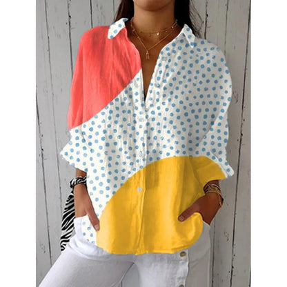 Retro Watercolor Cat Print Shirt and Pants Set with Scarf