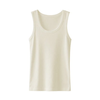 Retro White Cotton Fitness Vest