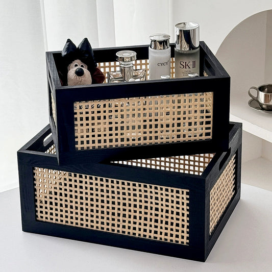 Retro wicker storage basket