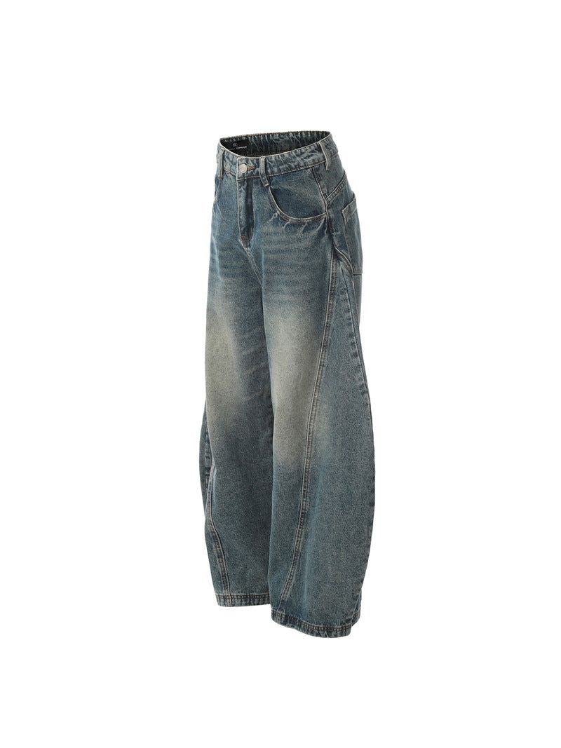 Retro Wide Leg Denim Pants for Men