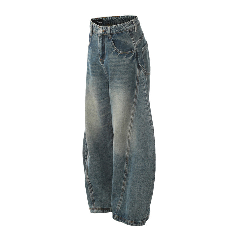 Retro Wide Leg Denim Pants for Men